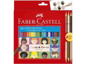 Lápis de Cor 24+3 Cores Caras e Cores - Faber-Castell